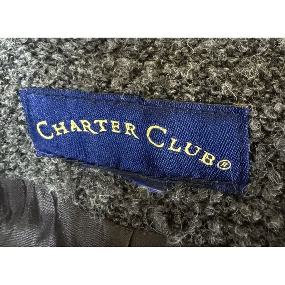 Charter Club Blazer Jacket Women's Wool Blend Tweed Dark Grey Pockets S? - Picture 2 of 3